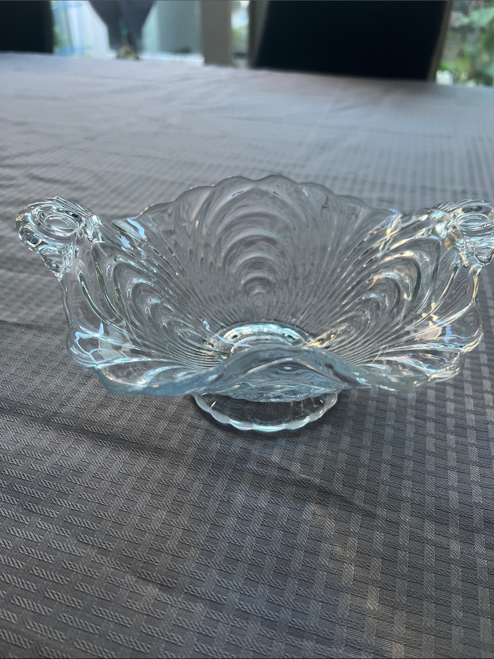 Cambridge Glass Caprice handled clear glass dish